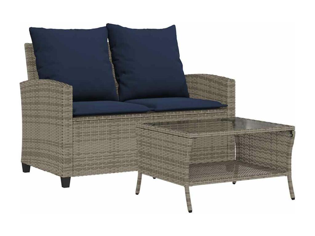 Divano in vimini intrecciato in resina grigia