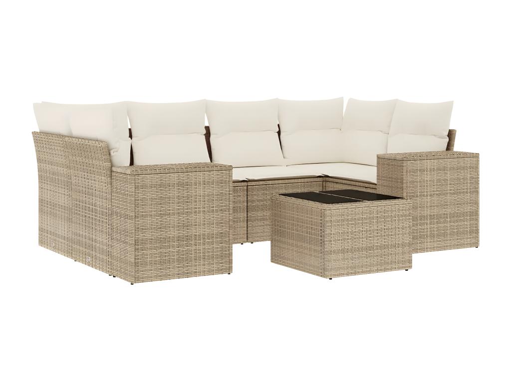 Set di mobili da esterno in vimini intrecciato in resina beige