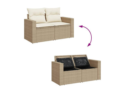Set di mobili da esterno in vimini intrecciato in resina beige