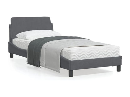Struttura letto in velluto grigio, 90 x 190 cm