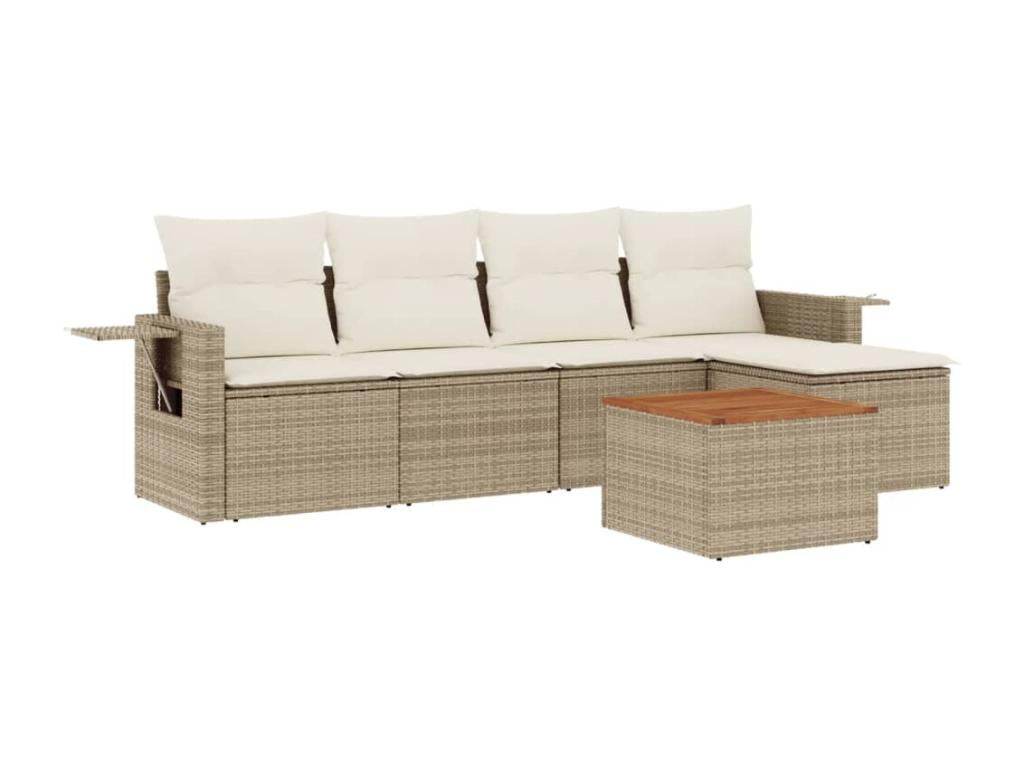 Set di mobili da esterno in vimini intrecciato in resina beige