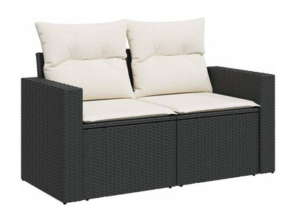 Set di mobili da esterno in vimini intrecciato in resina nera