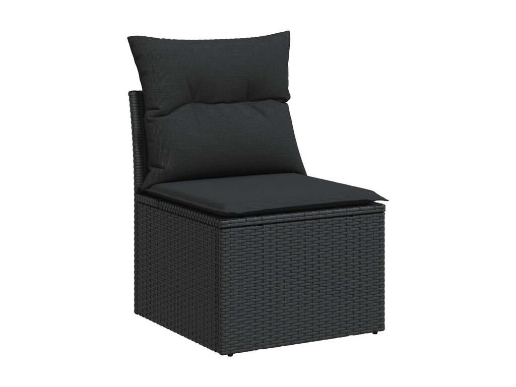 Set di mobili da esterno in vimini intrecciato in resina nera