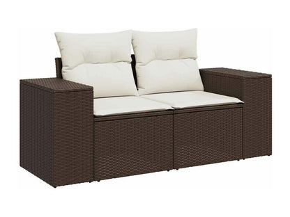 Set di mobili da esterno in vimini intrecciato in resina marrone