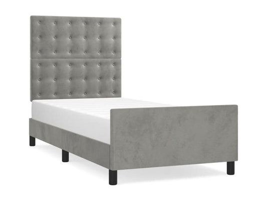 Struttura letto in velluto grigio, 100 x 200 cm