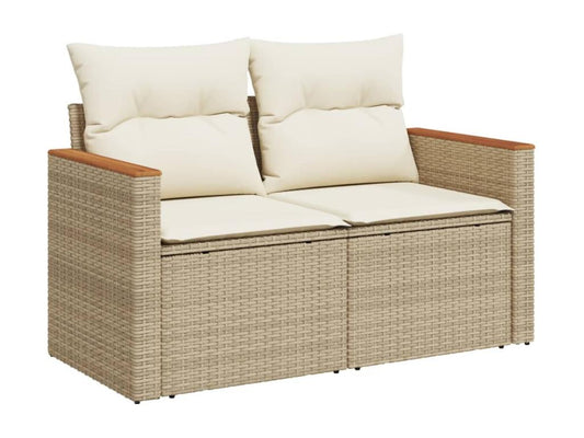 Set di mobili da esterno in vimini intrecciato in resina beige