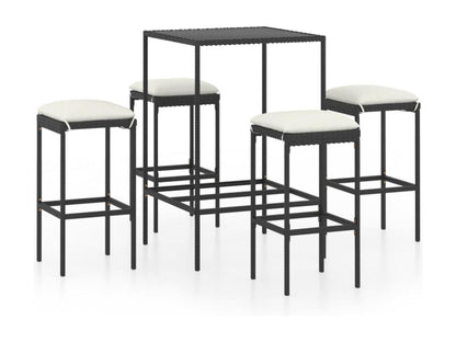 Set di mobili da esterno in vimini intrecciato in resina nera