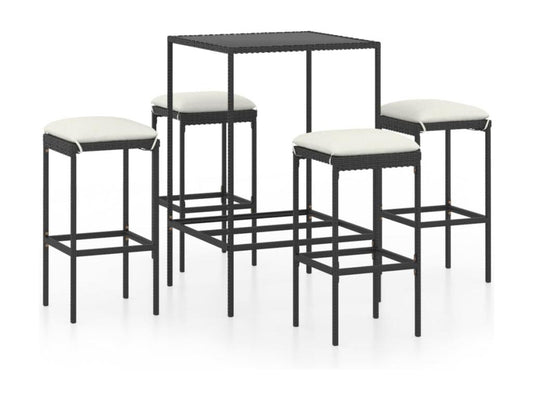 Set di mobili da esterno in vimini intrecciato in resina nera