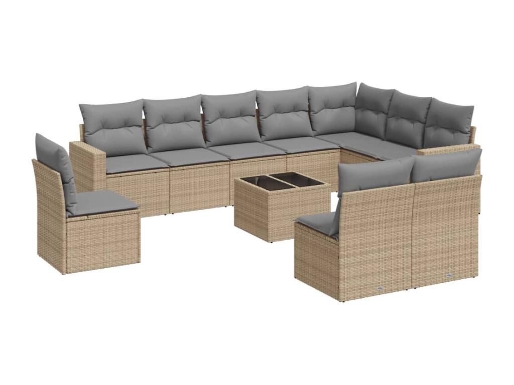 Set di mobili da esterno in vimini intrecciato in resina beige