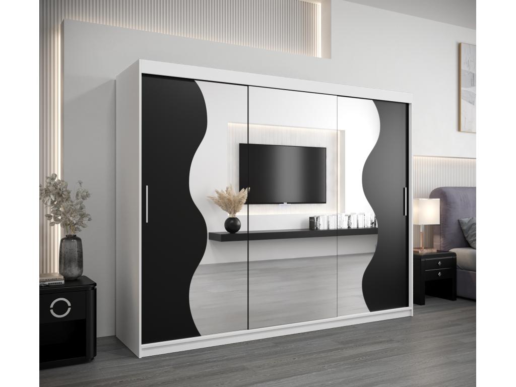 Armadio nero a 3 ante, 250 x 62 x 200 cm