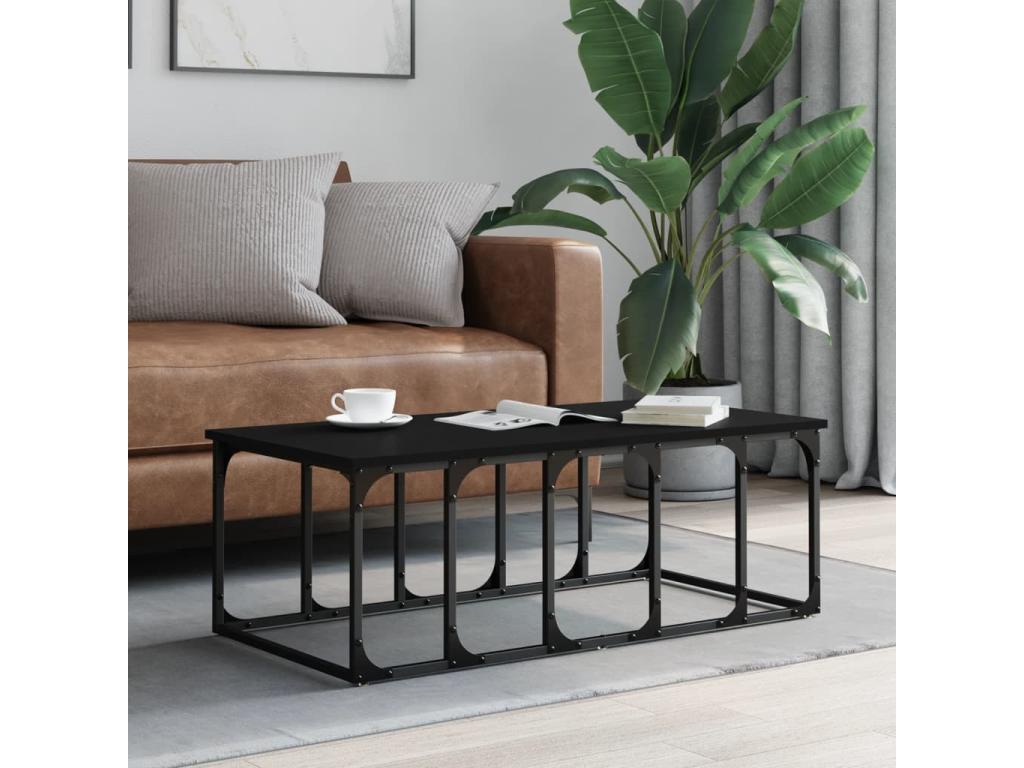 Tavolino da caffè in legno ingegnerizzato nero, 100 x 50 x 35,5 cm