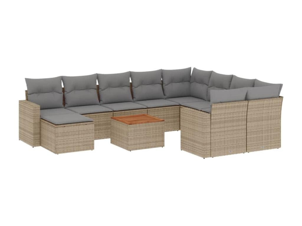 Set di mobili da esterno in vimini intrecciato in resina beige
