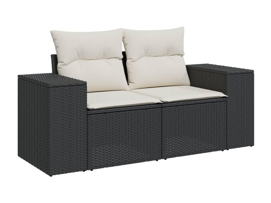 Set di mobili da esterno in vimini intrecciato in resina nera