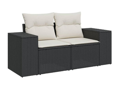 Set di mobili da esterno in vimini intrecciato in resina nera
