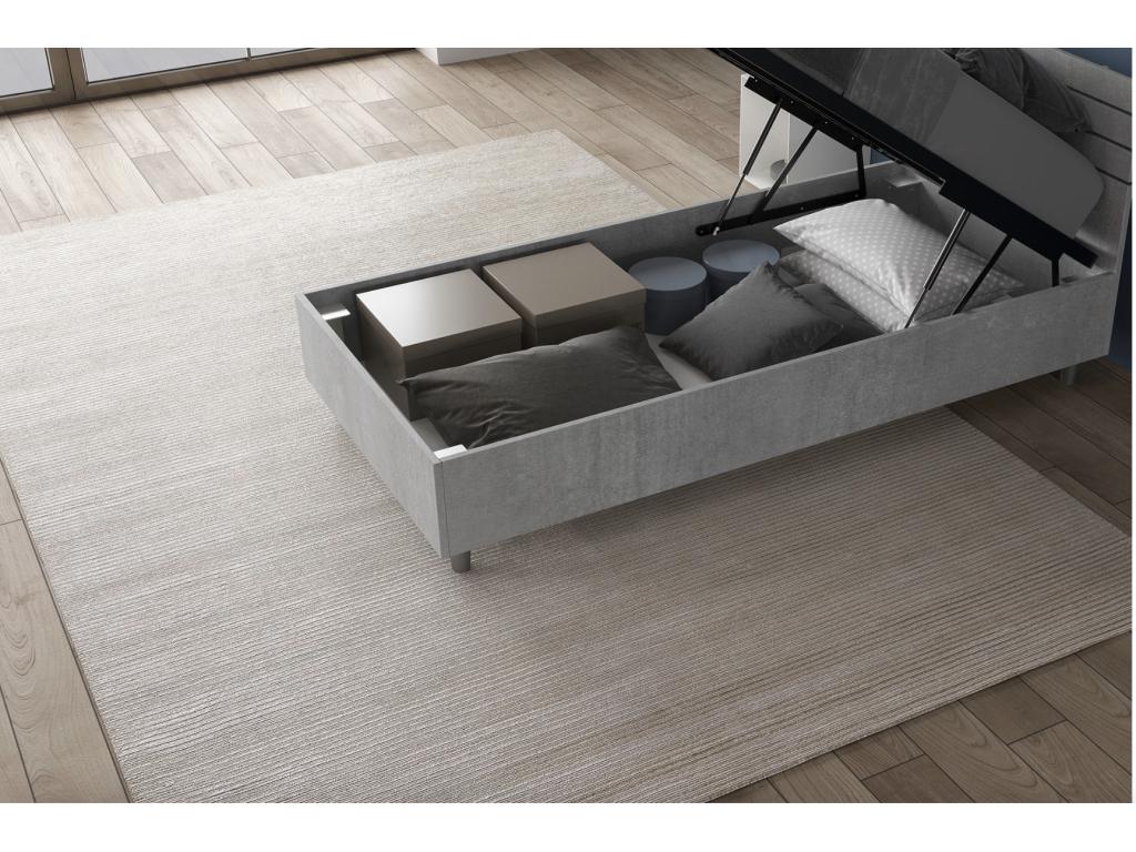 Struttura letto grigia con contenitore, 80 x 200 cm