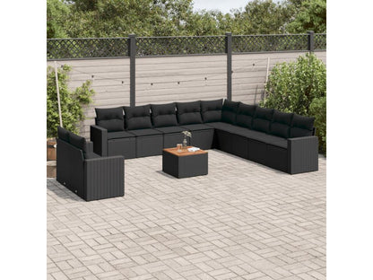 Set di mobili da esterno in vimini intrecciato in resina nera