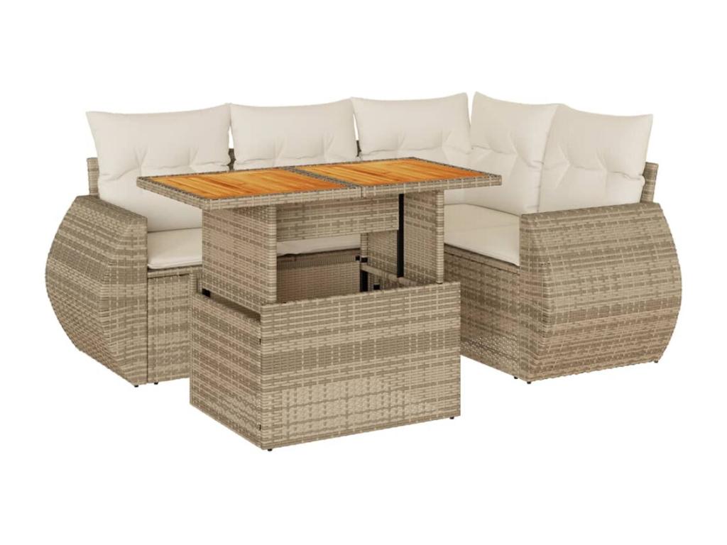 Set di mobili da esterno in vimini intrecciato in resina beige