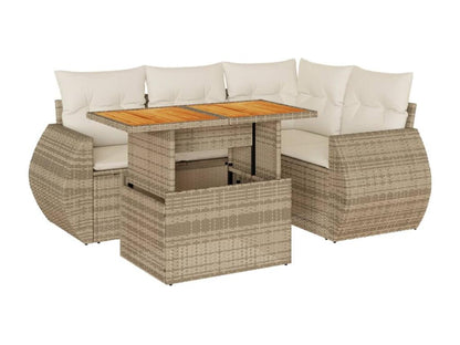Set di mobili da esterno in vimini intrecciato in resina beige
