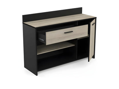 Credenza nera 1 anta, 1 cassetto