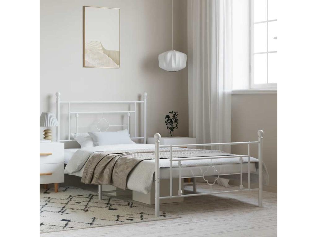 Struttura letto in metallo bianco, 100 x 200 cm
