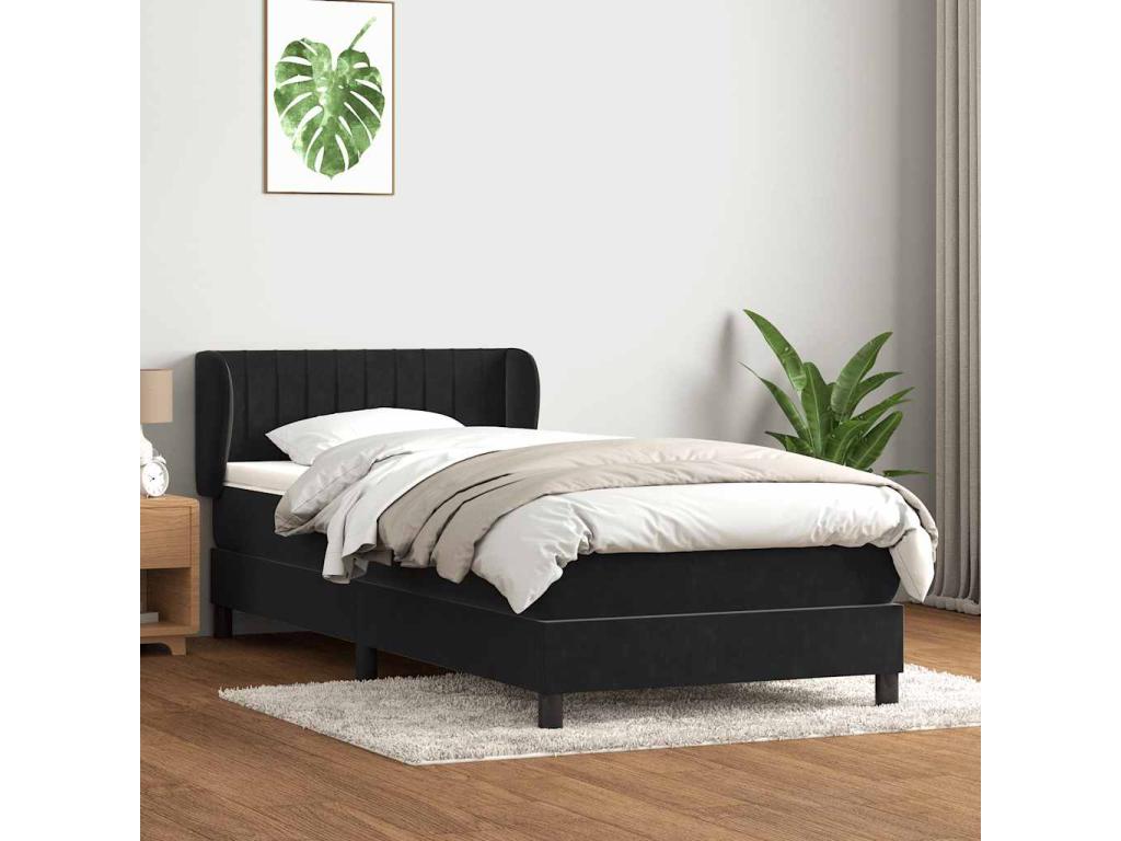 Struttura letto in velluto nero, 80 x 210 cm