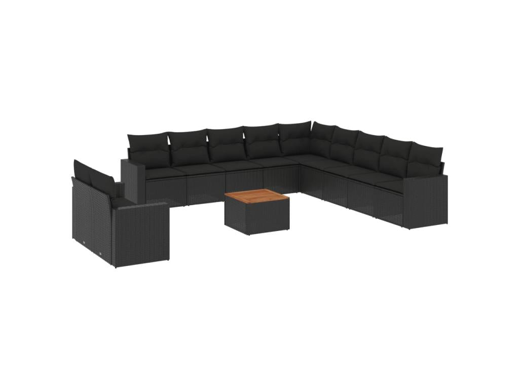 Set di mobili da esterno in vimini intrecciato in resina nera