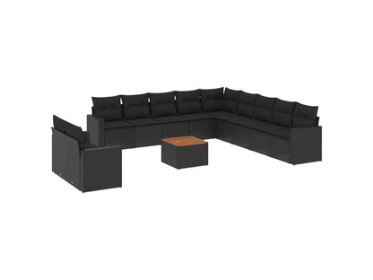Set di mobili da esterno in vimini intrecciato in resina nera