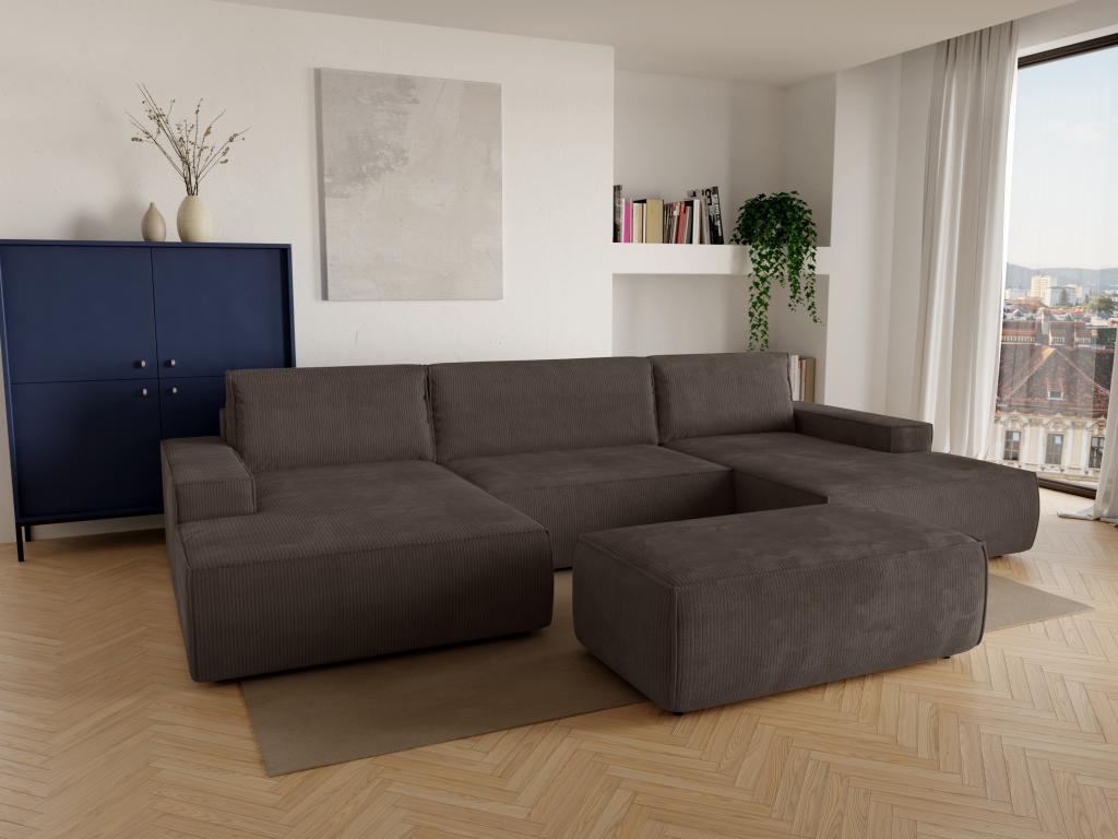 Divano letto trasformabile in velluto marrone