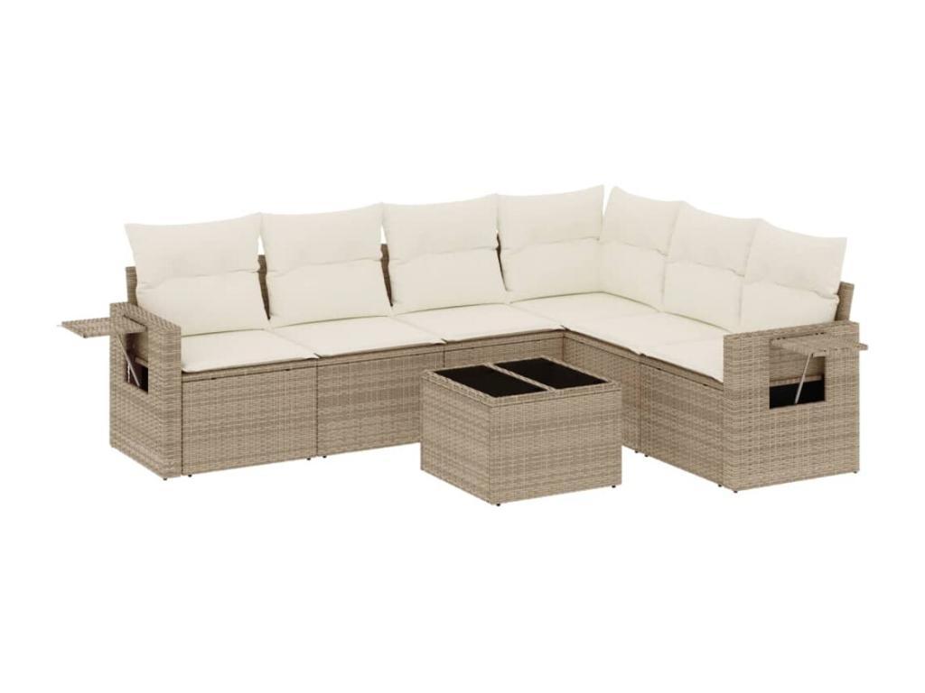 Set di mobili da esterno in vimini intrecciato in resina beige