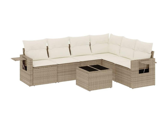 Set di mobili da esterno in vimini intrecciato in resina beige