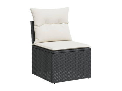 Set di mobili da esterno in vimini intrecciato in resina nera