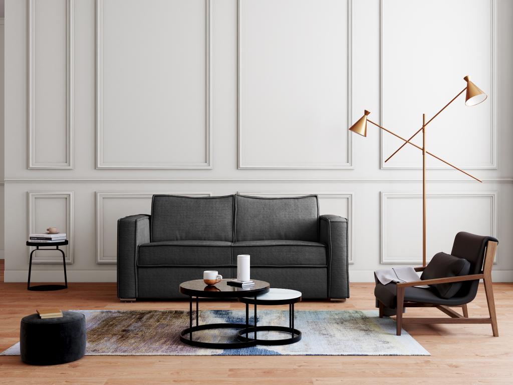 Divano letto trasformabile in velluto grigio antracite