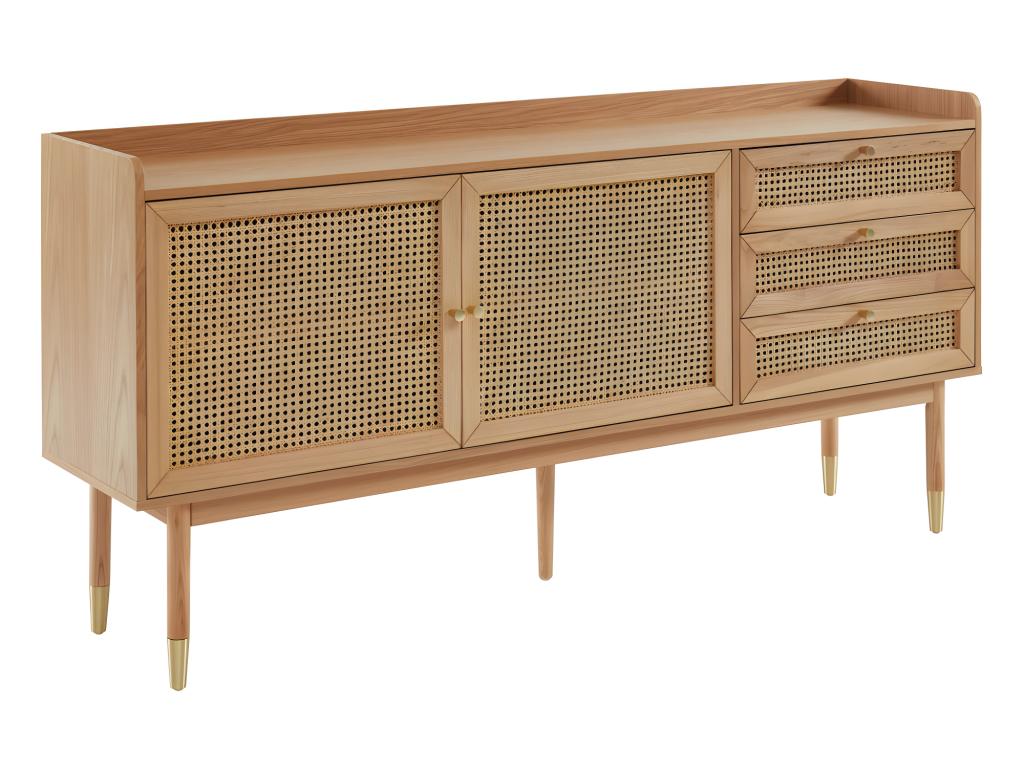 Credenza naturale a 2 ante e 3 cassetti