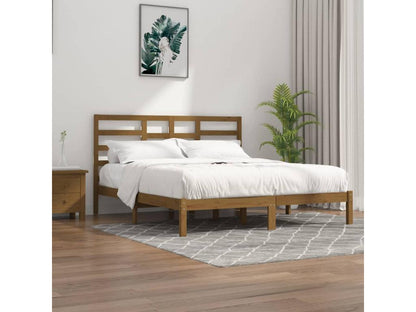 Struttura letto in legno massello marrone, 200 x 200 cm