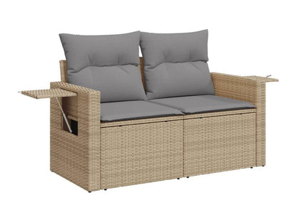 Set di mobili da esterno in vimini intrecciato in resina beige