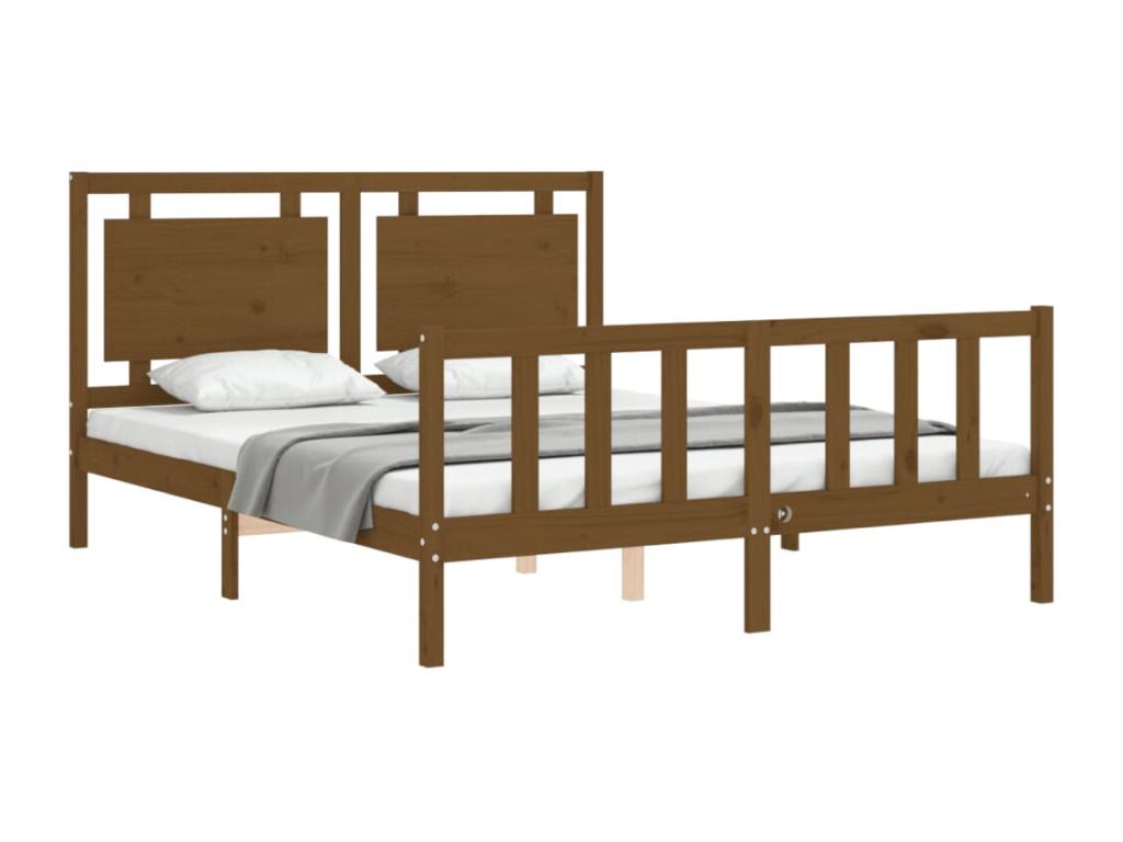 Struttura del letto in legno massello marrone