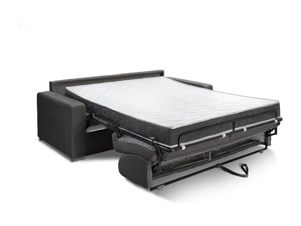 Divano letto trasformabile in tessuto blu con memory foam