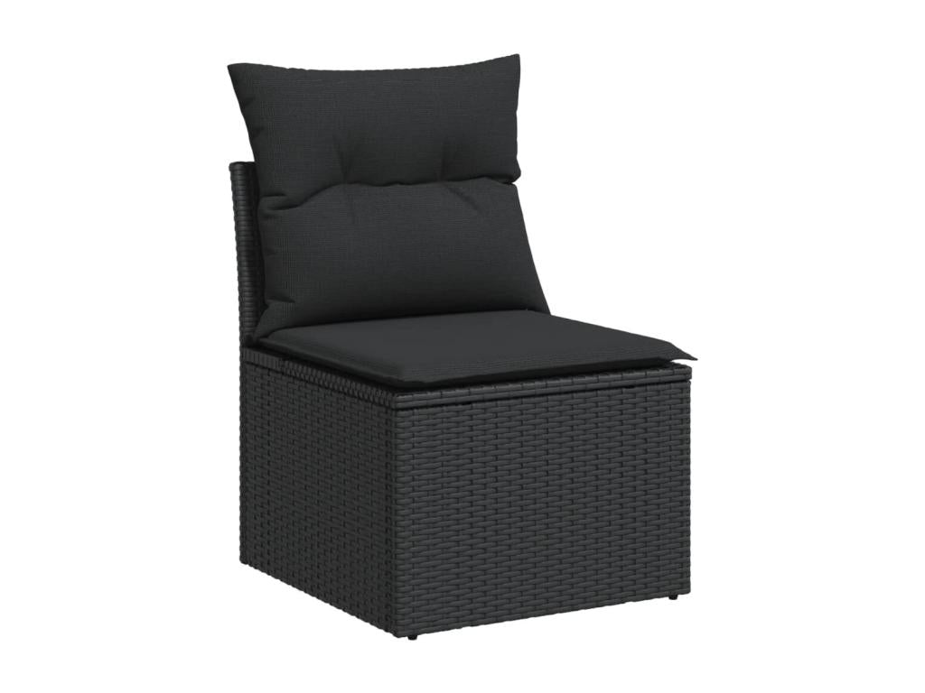 Set di mobili da esterno in vimini intrecciato in resina nera