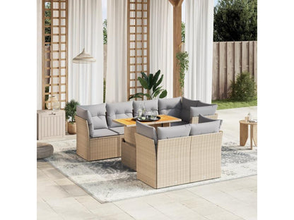 Set di mobili da esterno in vimini intrecciato in resina beige