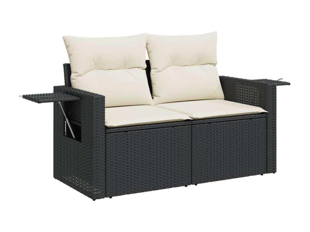 Set di mobili da esterno in vimini intrecciato in resina nera