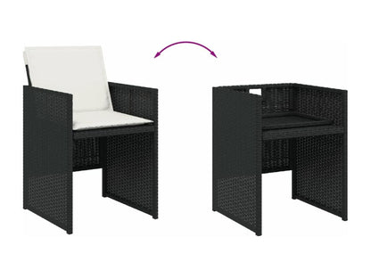 Set di mobili da esterno in vimini intrecciato in resina nera