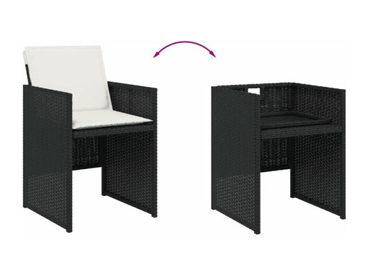 Set di mobili da esterno in vimini intrecciato in resina nera