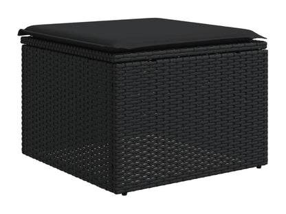 Set di mobili da esterno in vimini intrecciato in resina nera