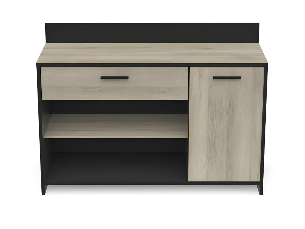 Credenza nera 1 anta, 1 cassetto
