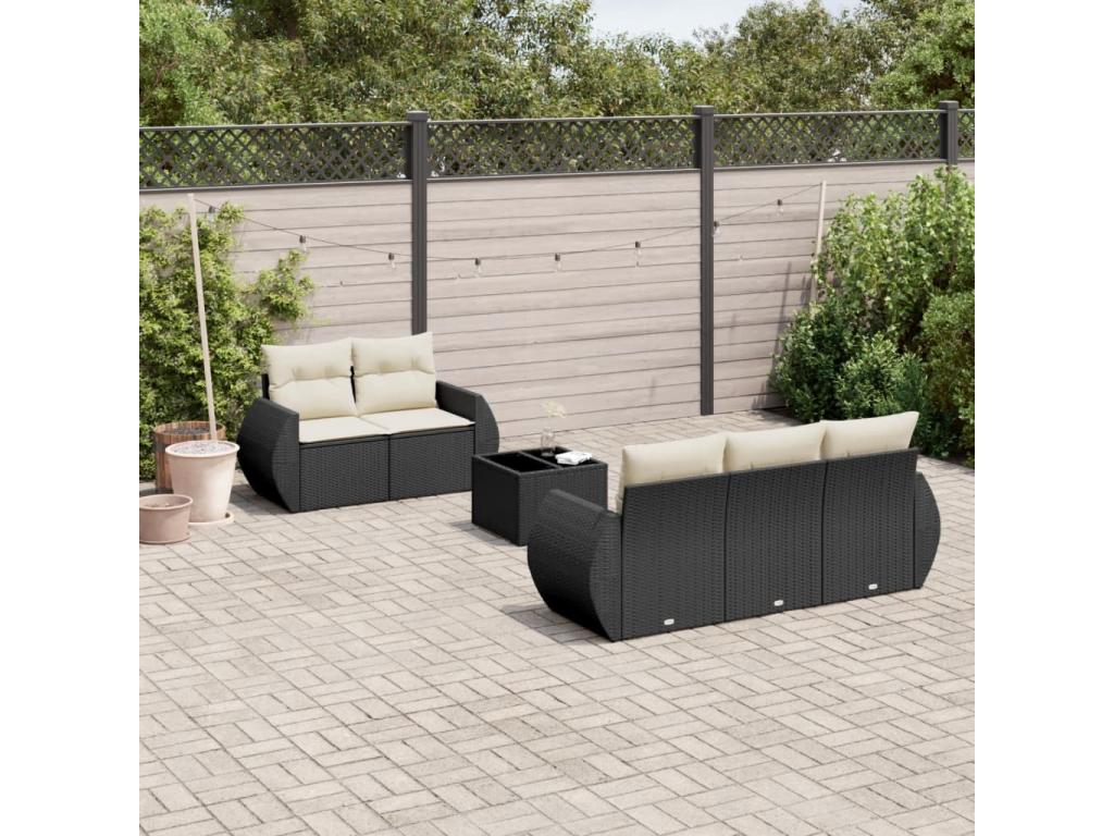 Set di mobili da esterno in vimini intrecciato in resina nera