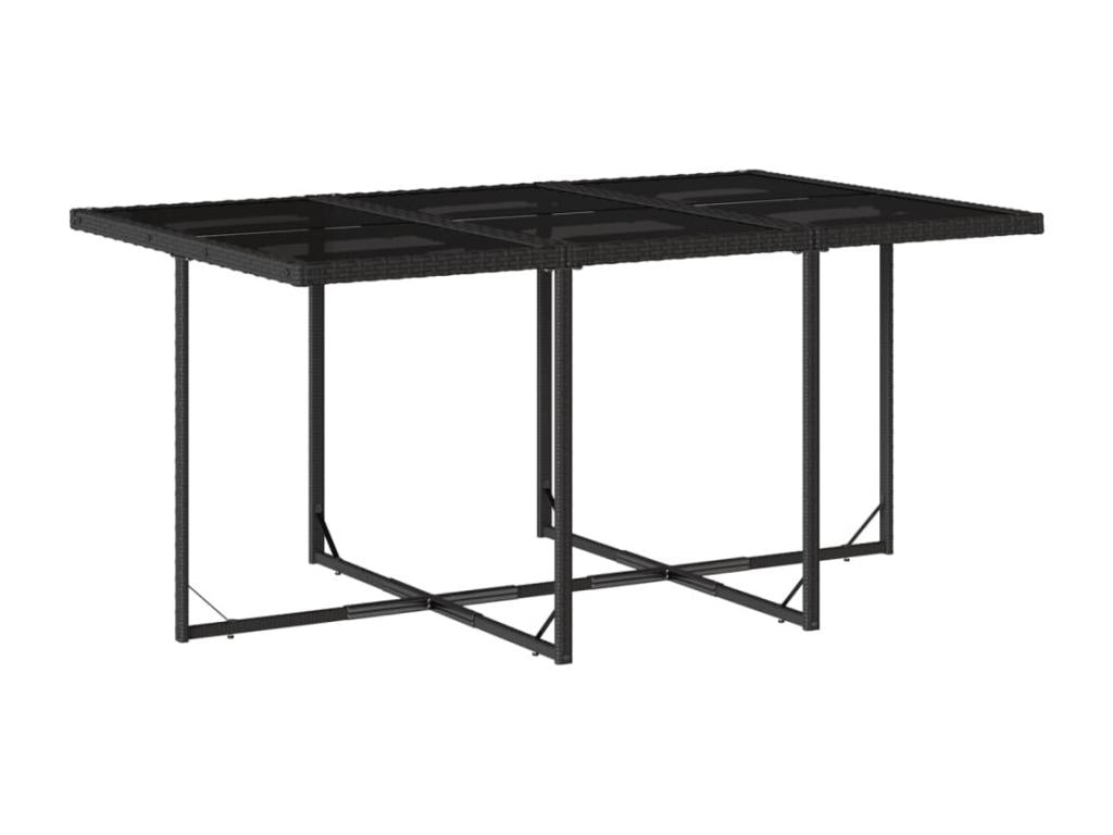 Set di mobili da esterno in vimini intrecciato in resina nera