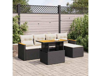 Set di mobili da esterno in vimini intrecciato in resina nera