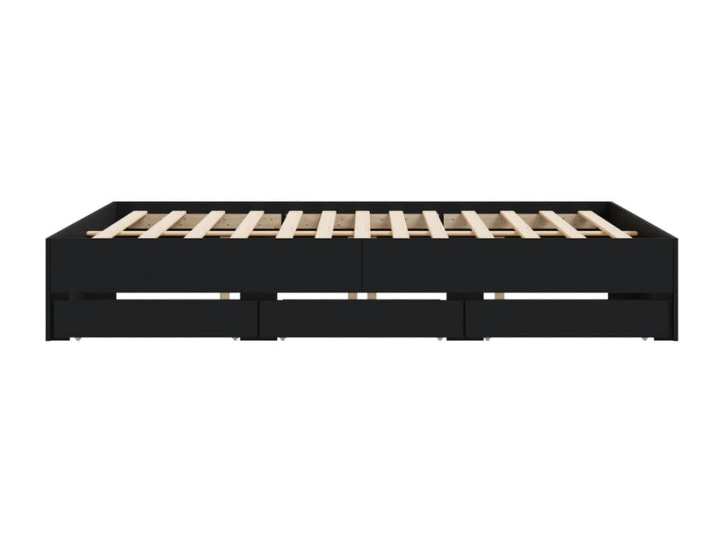 Struttura letto in legno ingegnerizzato nero, 200 x 200 cm