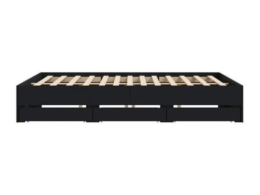 Struttura letto in legno ingegnerizzato nero, 200 x 200 cm