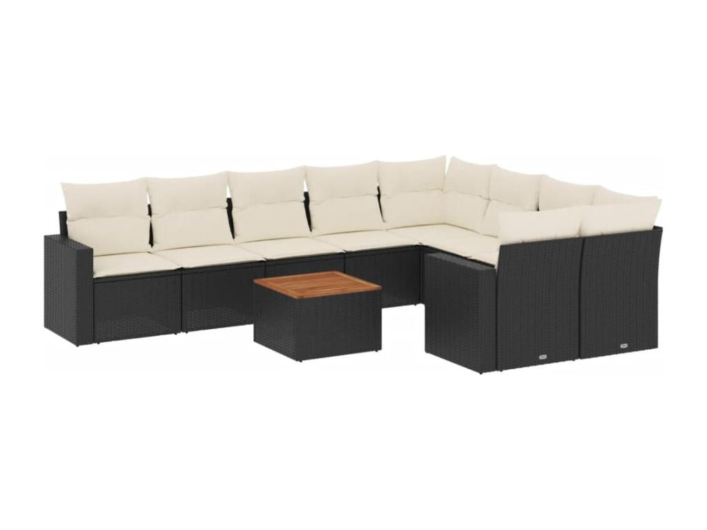 Set di mobili da esterno in vimini intrecciato in resina nera
